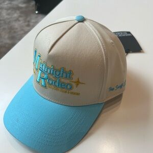 Midnight Rodeo Trucker Hat- Cream and Blue